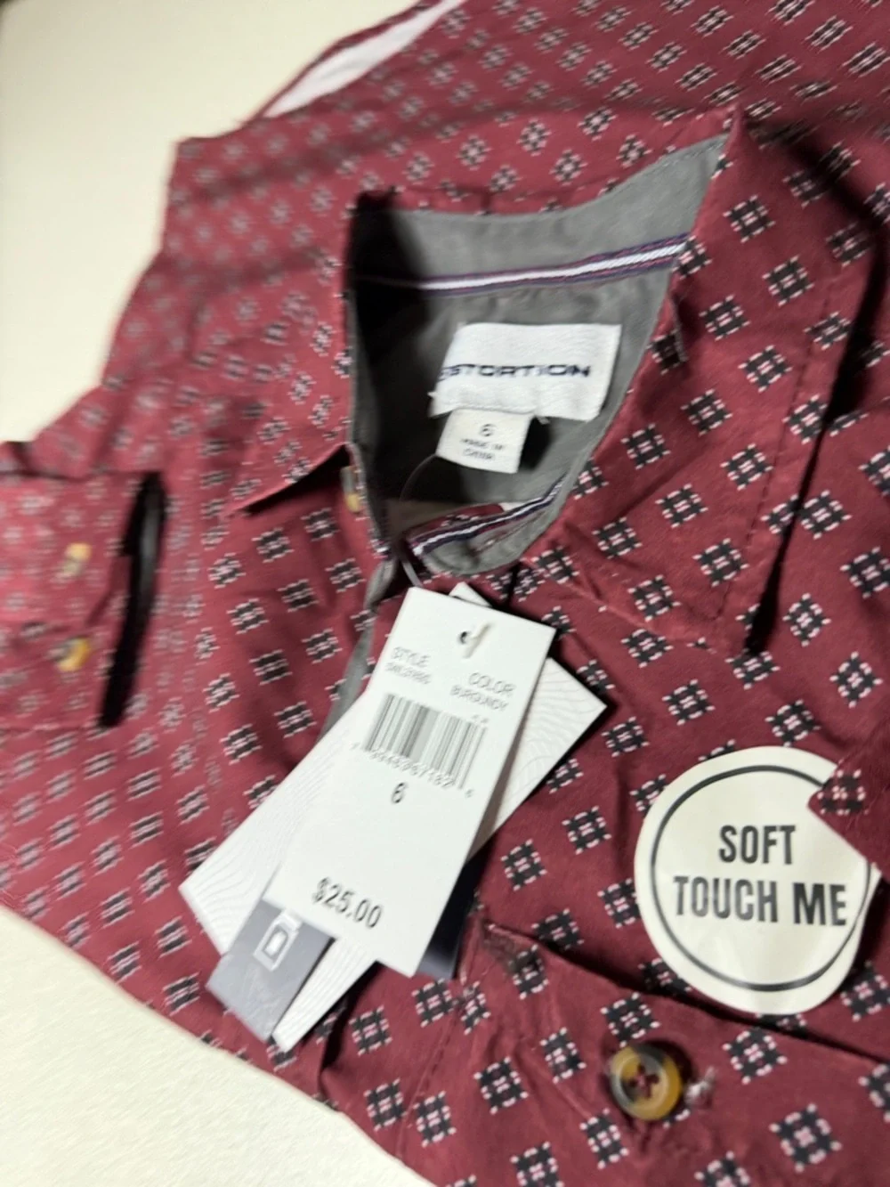 Children's Burgundy Printed Long-Sleeve Dress Shirt